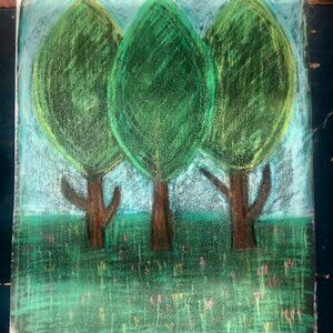 OOAK Colored Charcoal on vellum, Original Art set of 4 Seasons